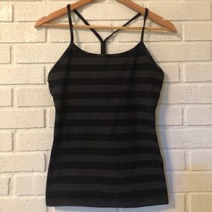 Lululemon tank, black and gray monotone striped
